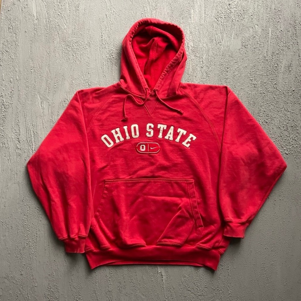 Vintage Ohio State Embroidered Hoodie Mens Medium Red 90s Nike Team